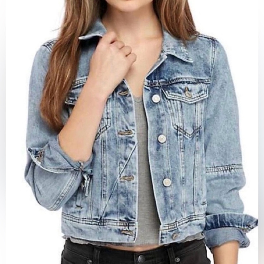 Free People Light Wash Denim Jacket